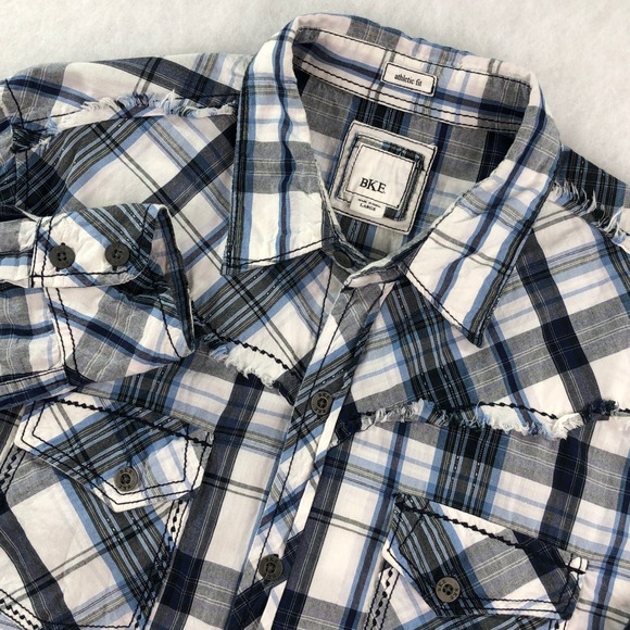 BKE Other - BKE Mens L Blue White Plaid Athletic Fit Long Sleeve Button Up Shirt
